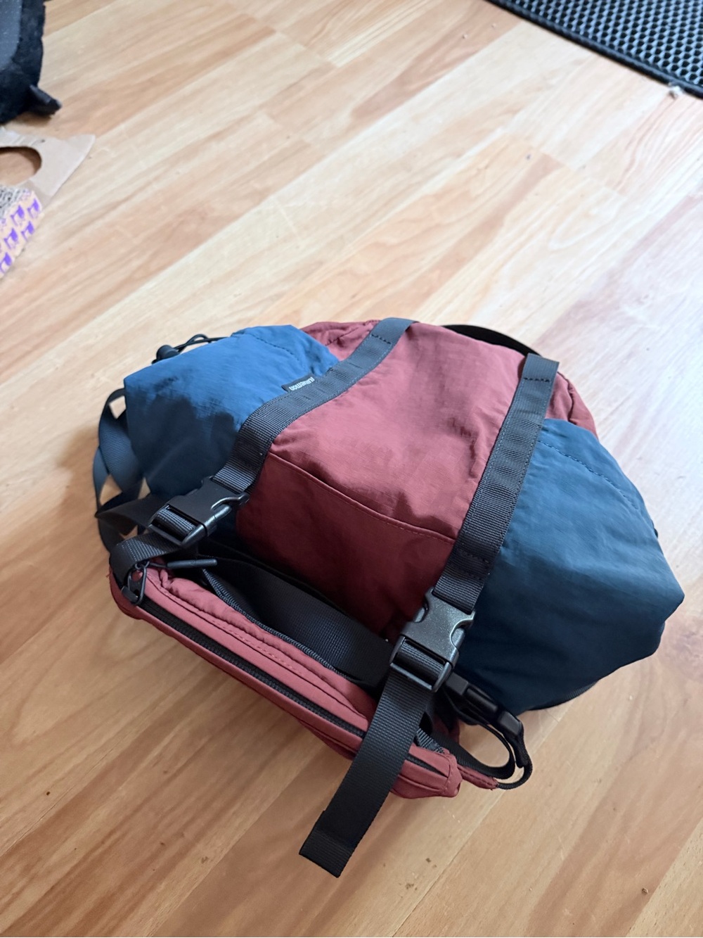 Men's Two-Tone Blue & Burgundy Crossbody Sling Bag